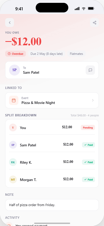 Payment detail
